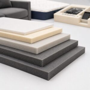 Láminas de espuma de poliuretano de diferentes densidades para fabricación de colchones, muebles, tapicería, empaques industriales y aplicaciones personalizadas.